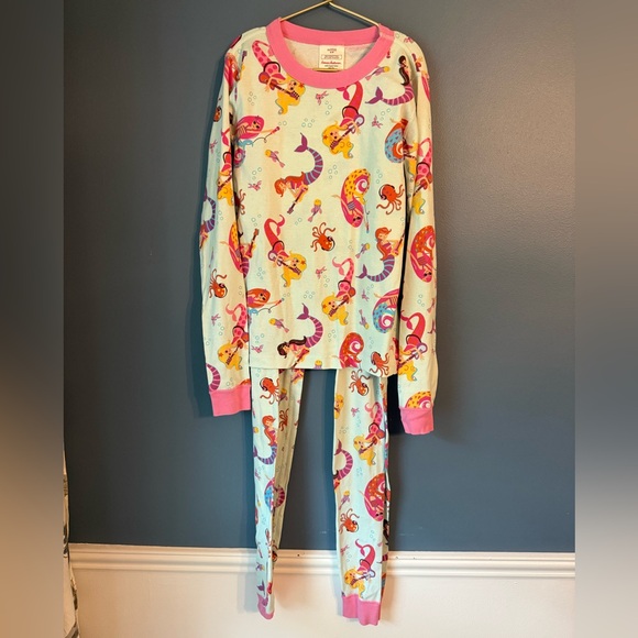 Hanna Andersson Mermaid Print Kids Pajamas - Pink and Blue - Picture 1 of 4